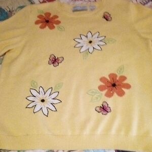 Alfred Dunner Yellow Floral Sweater